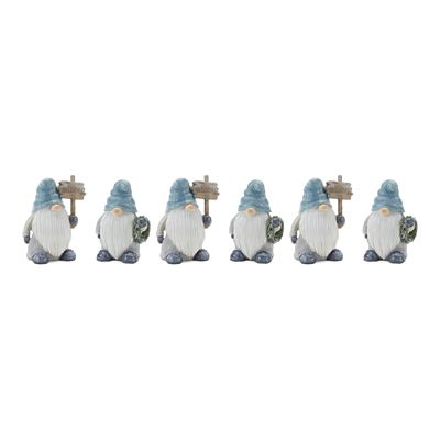 Image showing  Winter Gnome Figurines, 5.75 in./5.5 in., Blue/Gray, 6 pc.