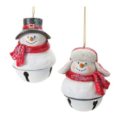 Melrose International Snowman Sleigh Bell Ornament (Set of 12)
