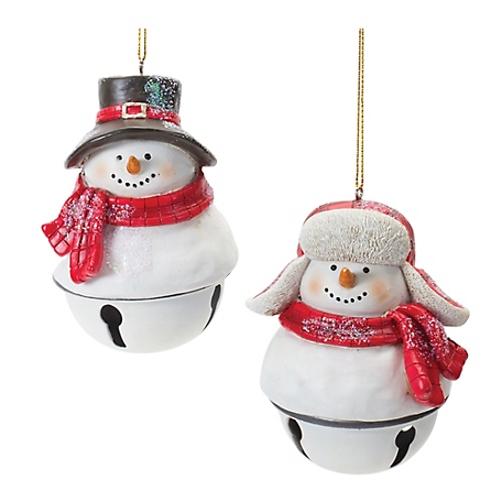 Melrose International Snowman Sleigh Bell Ornament (Set of 12)