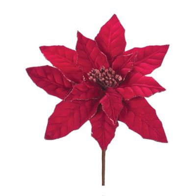 Melrose International Glittered Red Poinsettia Flower Stem (Set of 2) main image 1