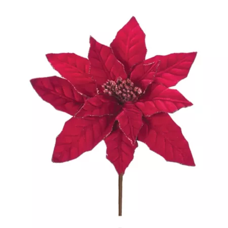 Melrose International Glittering Poinsettia Stem (Set of 24) Artificial Christmas Plants