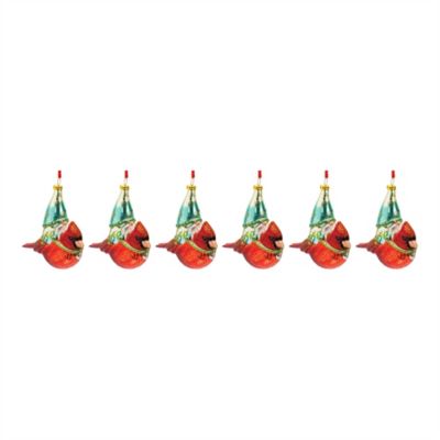 Image showing  Glass Gnome and Cardinal Bird Ornament (Set of 6)