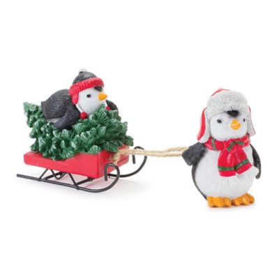 Image showing  Playful Penguins with Sleds Figurines, 4.75 in./4 in., Red/White, 2-Pack
