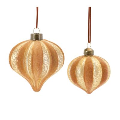 Melrose International Ribbed Glass Onion Ornament (Set of 12)