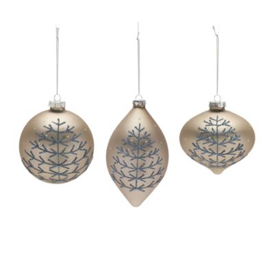 Image showing  Champagne Glittered Ball Ornament (Set of 6)