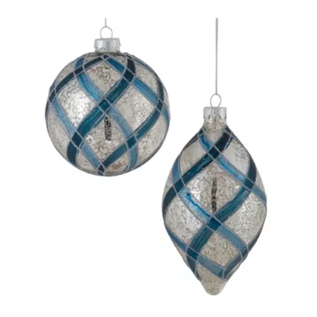 Melrose International Glitter Net Ornamnet Glass Ball (Set of 6) Christmas Ornaments & Tree Toppers