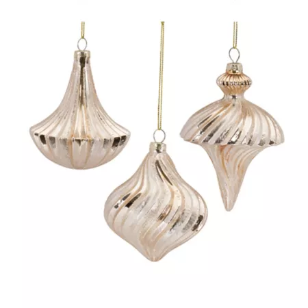 Melrose International Ribbed Swirl Glass Ornament (Set of 6) Christmas Ornaments & Tree Toppers