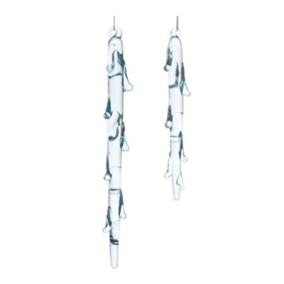Melrose International Melted Glass Icicle Drop Ornament (Set of 12)