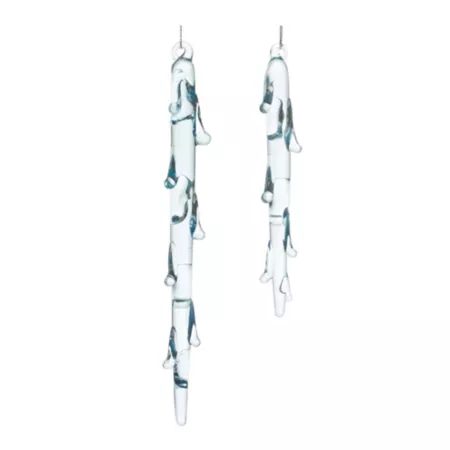 Melrose International Fused Glass Icicle Ornament (Set of 12) Christmas Ornaments & Tree Toppers