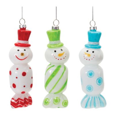 Melrose International Glass Snowman Candy Ornament (Set of 12)