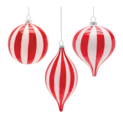 Melrose International Striped Glass Ornament (Set of 6)