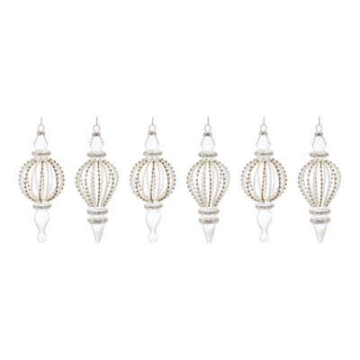 Image showing  Jeweled Glass Finial Drop Ornament (Set of 6)