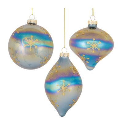 Melrose International Irredescent Glass Snowflake Ornament (Set of 6)