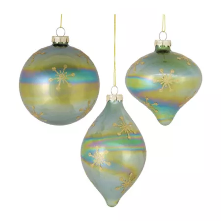 Melrose International Irredescent Glass Snowflake Ornament (Set of 6) Christmas Ornaments & Tree Toppers