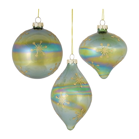 Melrose International Irredescent Glass Snowflake Ornament (Set of 6)