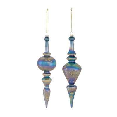 Image showing  Irredescent Glass Finial Drop Ornament (Set of 6)