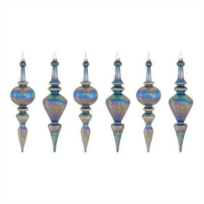 Image showing  Irredescent Glass Finial Drop Ornament (Set of 6)