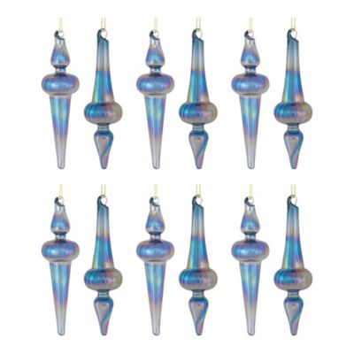 Melrose International Iridescent Finial Drop Ornament (Set of 12)