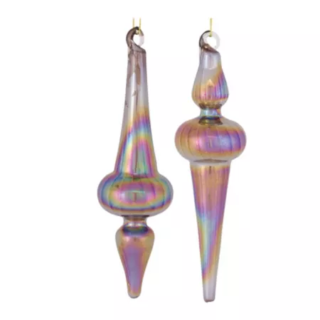 Melrose International Irredescent Glass Finial Ornament (Set of 12) Christmas Ornaments & Tree Toppers