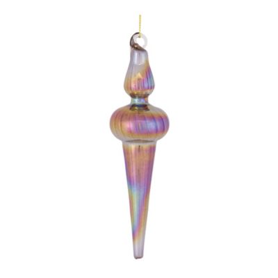 Image showing  Irredescent Glass Finial Drop Ornament (Set of 12)