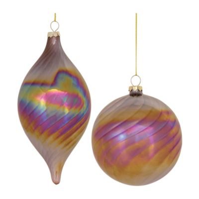 Melrose International Irredescent Glass Swirl Ornament (Set of 6)