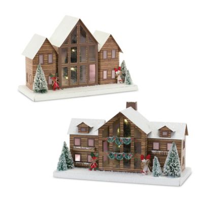 Melrose International Ski Lodge Lighted Display, 2 pc. Set