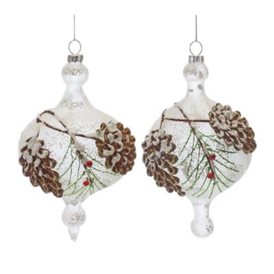 Melrose International Glass Pinecone Onion Ornament (Set of 12)