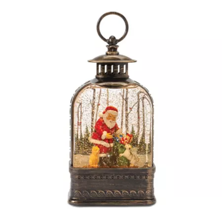 Melrose InternationalLED Snow Globe Lantern with Santa and Dog 11.25" H Christmas Kitchen & Tabletop Decor