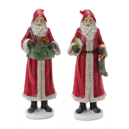 Melrose InternationalSanta Claus Figurine with Toys (Set of 2) Christmas Kitchen & Tabletop Decor