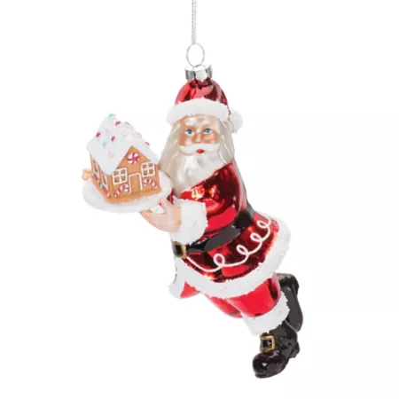 Glass Santa with Gingerbread Ornament Melrose International (Set of 6) Christmas Ornaments & Tree Toppers