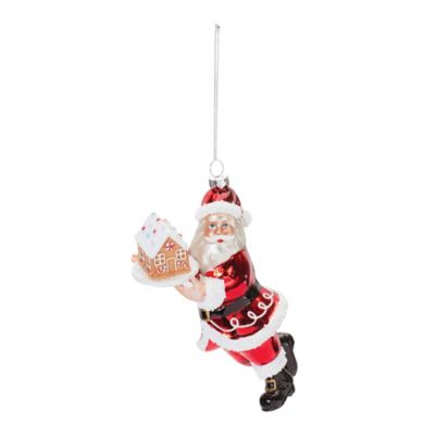 Image showing  Glass Santa with Gingerbread Ornament (Set of 6)