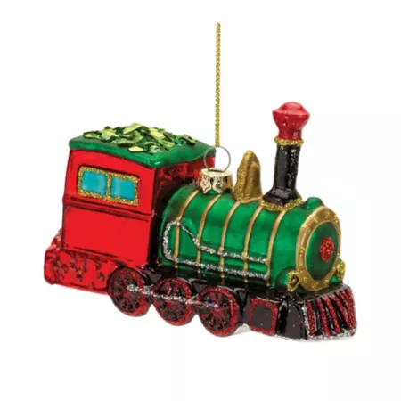 Melrose International Glittering Glass Train Ornament (Set of 6) Christmas Ornaments & Tree Toppers