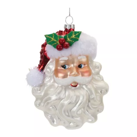 Melrose International Glittering Glass Santa Ornament (Set of 6) Christmas Ornaments & Tree Toppers