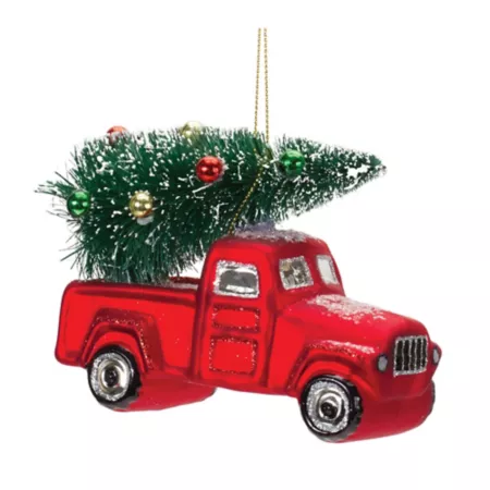 Melrose International Glitter Glass Pickup Truck Ornament (Set of 6) Christmas Ornaments & Tree Toppers