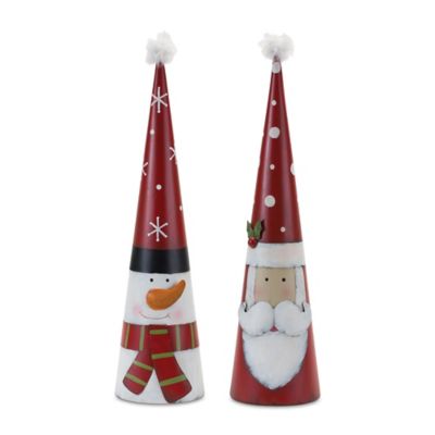 Melrose InternationalMetal Santa and Snowman Cone (Set of 2)