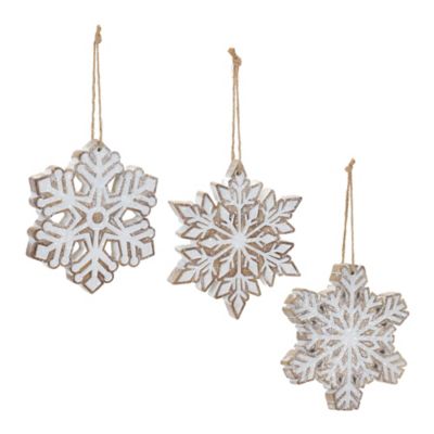 Image showing  Glittered Snowflake Ornament (Set of 3)