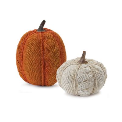 Melrose International Woven Sweater Design Pumpkin (Set of 2)