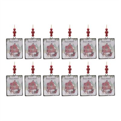 Image showing  Glass Winter Wishes Barn Ornament (Set of 12)