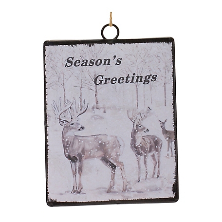 Melrose International Glass Seasons Greetings Deer Ornament (Set of 12)