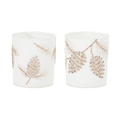 Melrose InternationalGlittered Pine Cone Candle Holder (Set of 6)