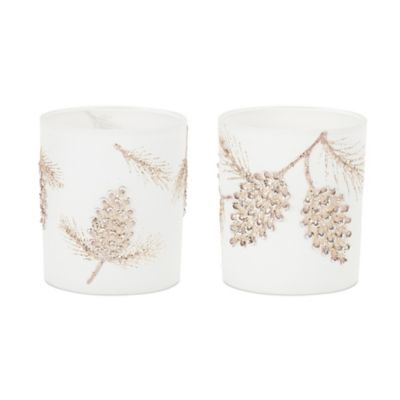 Melrose International Glittered Pine Cone Candle Holder (Set of 6)