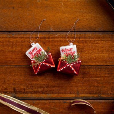 Image showing  Glittered Glass Santa Letter Ornament (Set of 12)