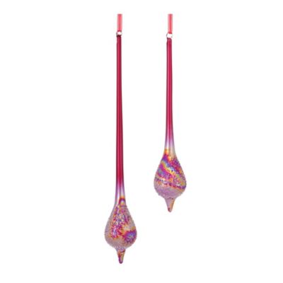 Melrose International Irredescent Glass Drop Ornament (Set of 12)