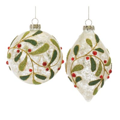 Melrose International Beaded Glass Mistletoe Ornament (Set of 6)