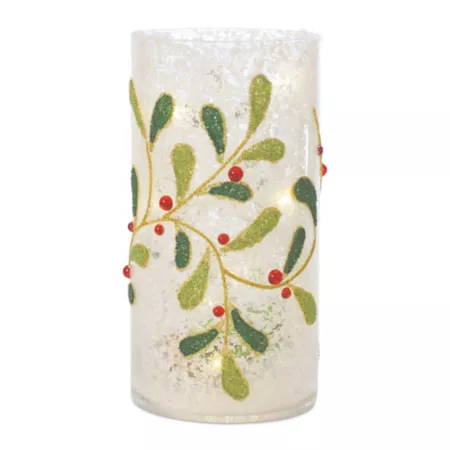 Melrose International Beaded Glass Mistletoe Candle Holder (Set of 2) Holiday Candles & Melts