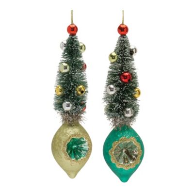 Melrose International Pine Tree Reflector Drop Ornament (Set of 12)