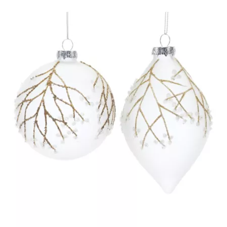 Melrose International Glittering Glass Tree Branch Ornament (Set of 6) Christmas Ornaments & Tree Toppers