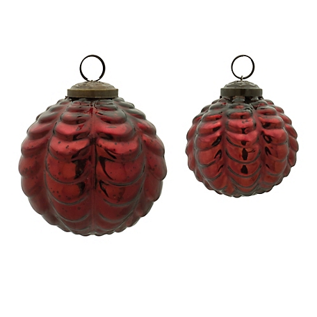 Melrose International Scalloped Glass Ball Ornament (Set of 12)
