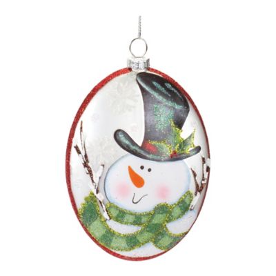 Melrose International Glass Snowman Disc Ornament (Set of 12)