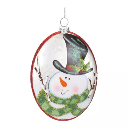 Melrose International Glass Snowman Disc Ornament (Set of 12) Christmas Ornaments & Tree Toppers